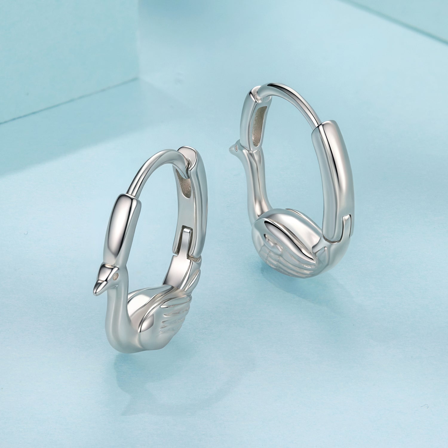 Hoop earrings pair 925 sterling silver plated white gold finish, polished for women on Tampa Home & Garden Store