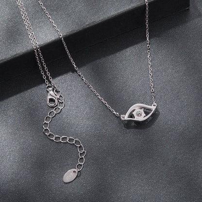 Necklace 925 Sterling Silver Moissanite with eye pendant, 40+5cm, adjustable chain by Bids on Tampa Home & Garden Store
