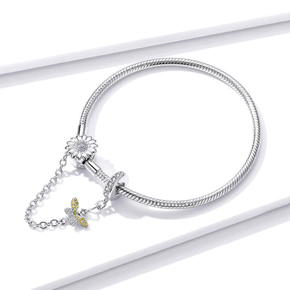 Sterling silver adjustable bracelet with sunflower and butterfly charms 17 cm on Tampa Home & Garden Store