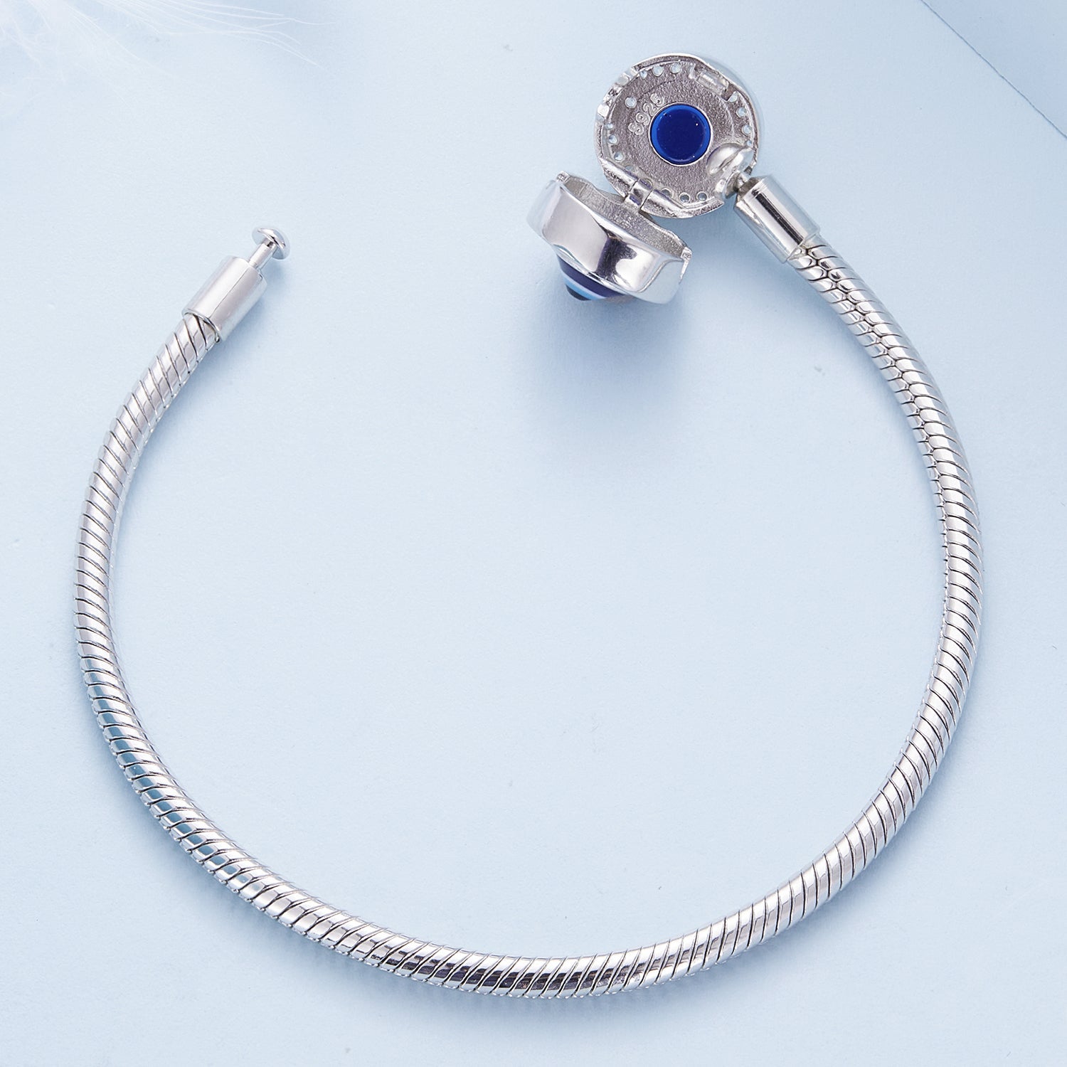 925 Sterling Silver Bracelet with CZ & Resin, blue resin accents, size 17.0 by Bids.com on Tampa Home & Garden Store