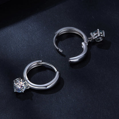 S925 Sterling Silver 0.50ct Moissanite Hoop Earrings for Women in solitaire setting by Bids.com on Tampa Home & Garden Store
