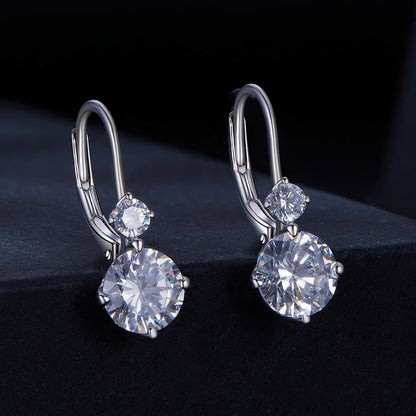 Moissanite earrings pair in 925 sterling silver with pave setting, 6.5mm, for women, Bids.com on Tampa Home & Garden Store