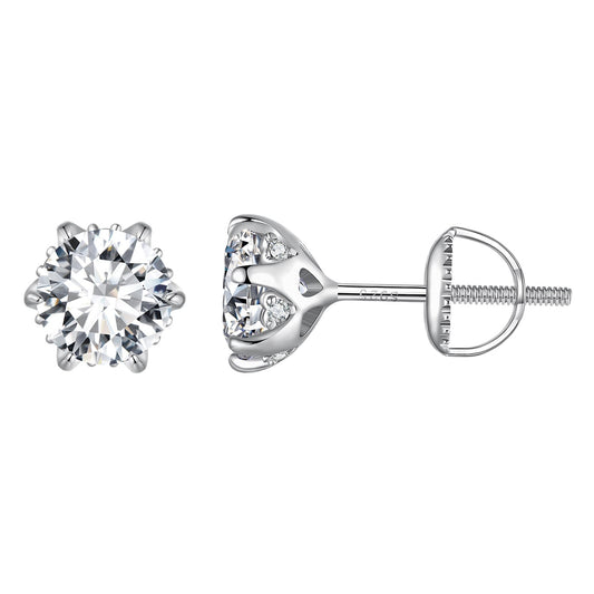 925 Sterling Silver 6.5mm Moissanite Earrings for Women by Bids.com with screw-back posts on Tampa Home & Garden Store