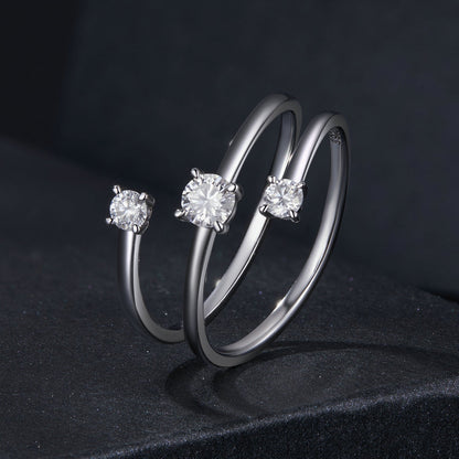 925 Sterling Silver Moissanite Rings for Women set of 3 with solitaire stones in prong settings on Tampa Home & Garden Store