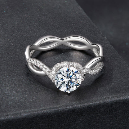 Ring 925 Sterling Silver Moissanite with pavé band and infinity shank size 7 on Tampa Home & Garden Store