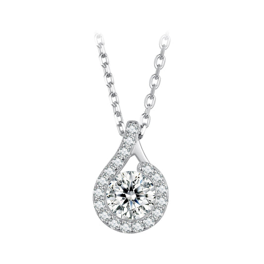 Bids.com 925 silver necklace teardrop halo pendant with moissanite center and CZ halo 400mm chain on Tampa Home & Garden Store
