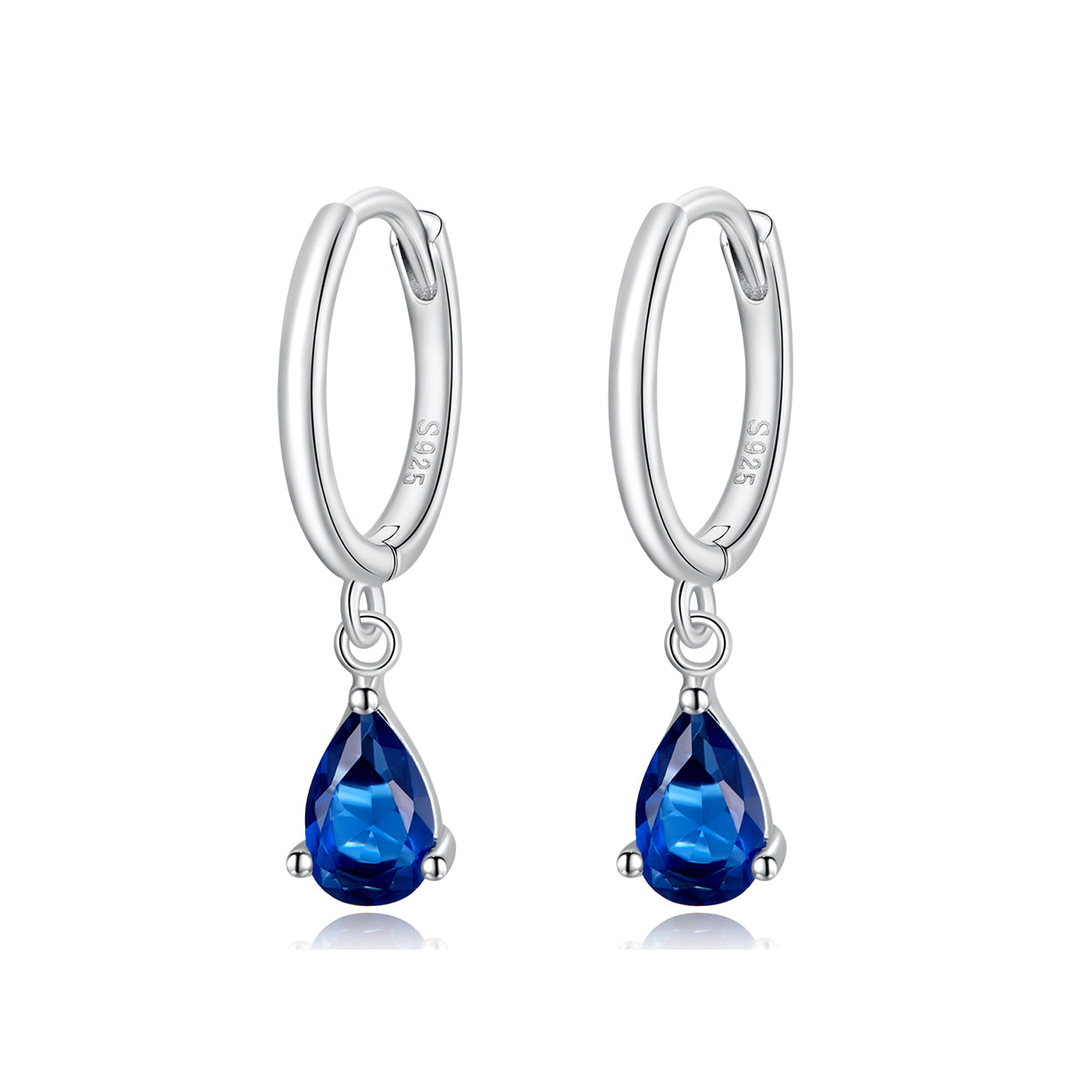 Sterling silver hoop earrings pair with blue teardrop CZ pendants, Bids.com on Tampa Home & Garden Store