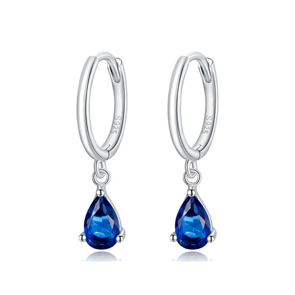 Sterling silver hoop earrings pair with blue teardrop CZ pendants, Bids.com on Tampa Home & Garden Store