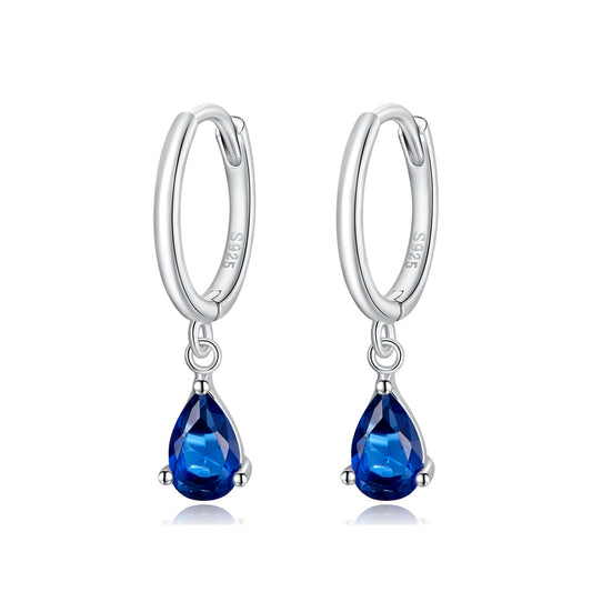 Sterling silver hoop earrings pair with blue teardrop CZ pendants, Bids.com on Tampa Home & Garden Store