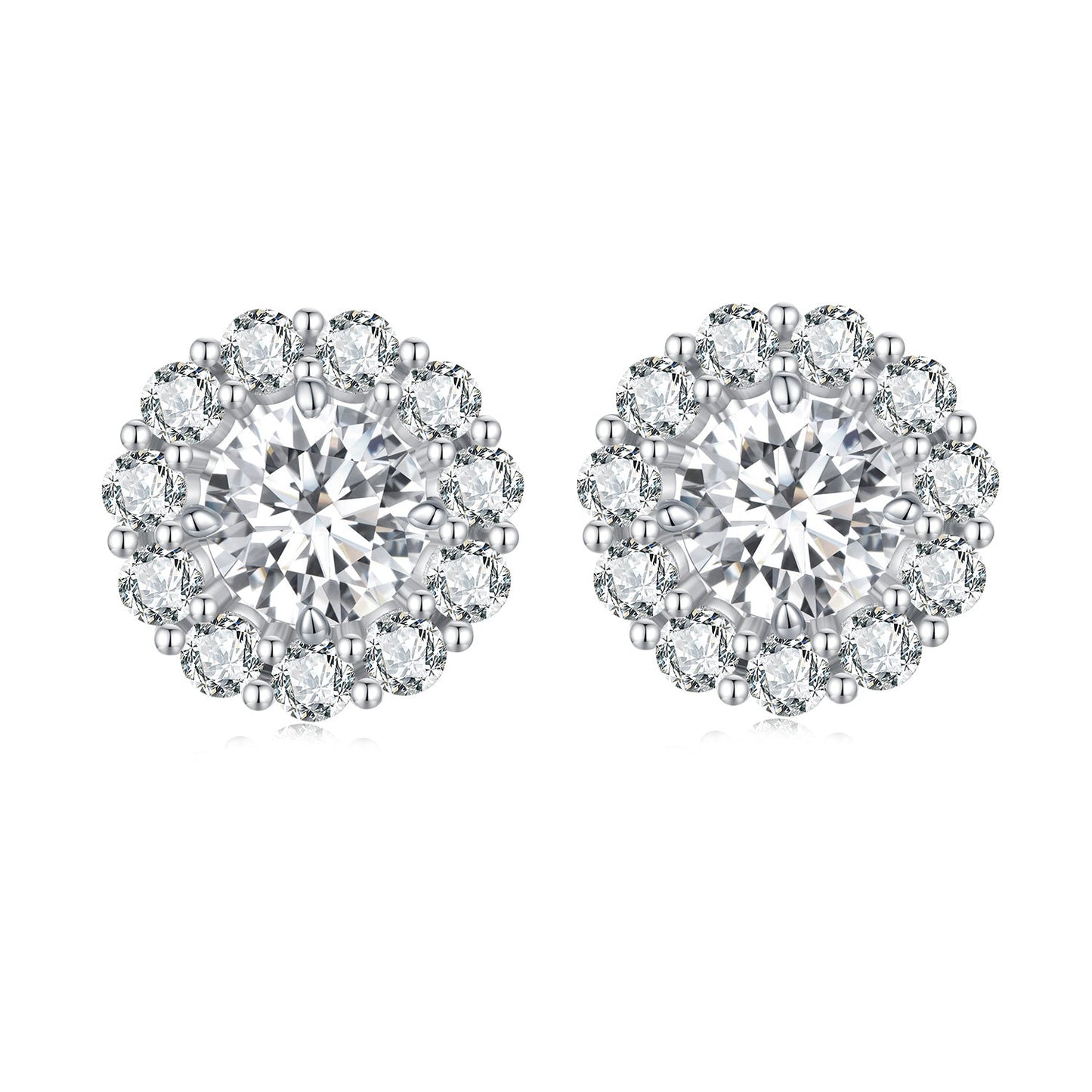 925 Sterling Silver Moissanite Earrings with 0.5ct center and halo by Bids.com on Tampa Home & Garden Store