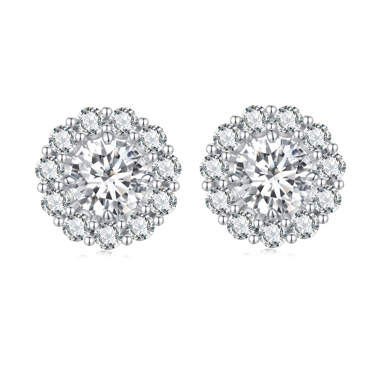 925 Sterling Silver Moissanite Earrings with 0.5ct center and halo by Bids.com on Tampa Home & Garden Store