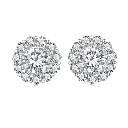 925 Sterling Silver Moissanite Earrings with 0.5ct center and halo by Bids.com on Tampa Home & Garden Store