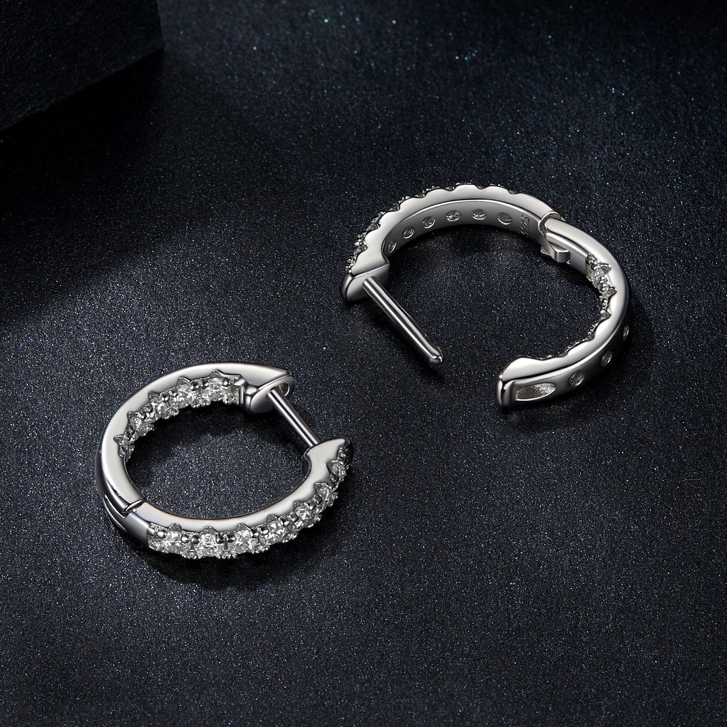 Sterling silver moissanite hoop earrings, 0.023ct, by Bids.com, pair on Tampa Home & Garden Store