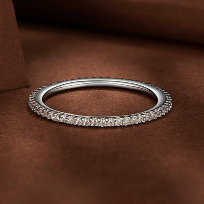 925 Sterling Silver Moissanite ring 0.005ct 1.4mm size 6 with pave band by Bids.com on Tampa Home & Garden Store