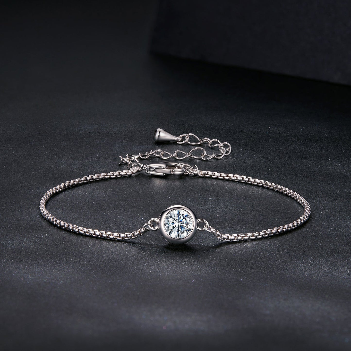Bracelet 925 Sterling Silver with bezel-set 0.50ct moissanite centerpiece for women on Tampa Home & Garden Store