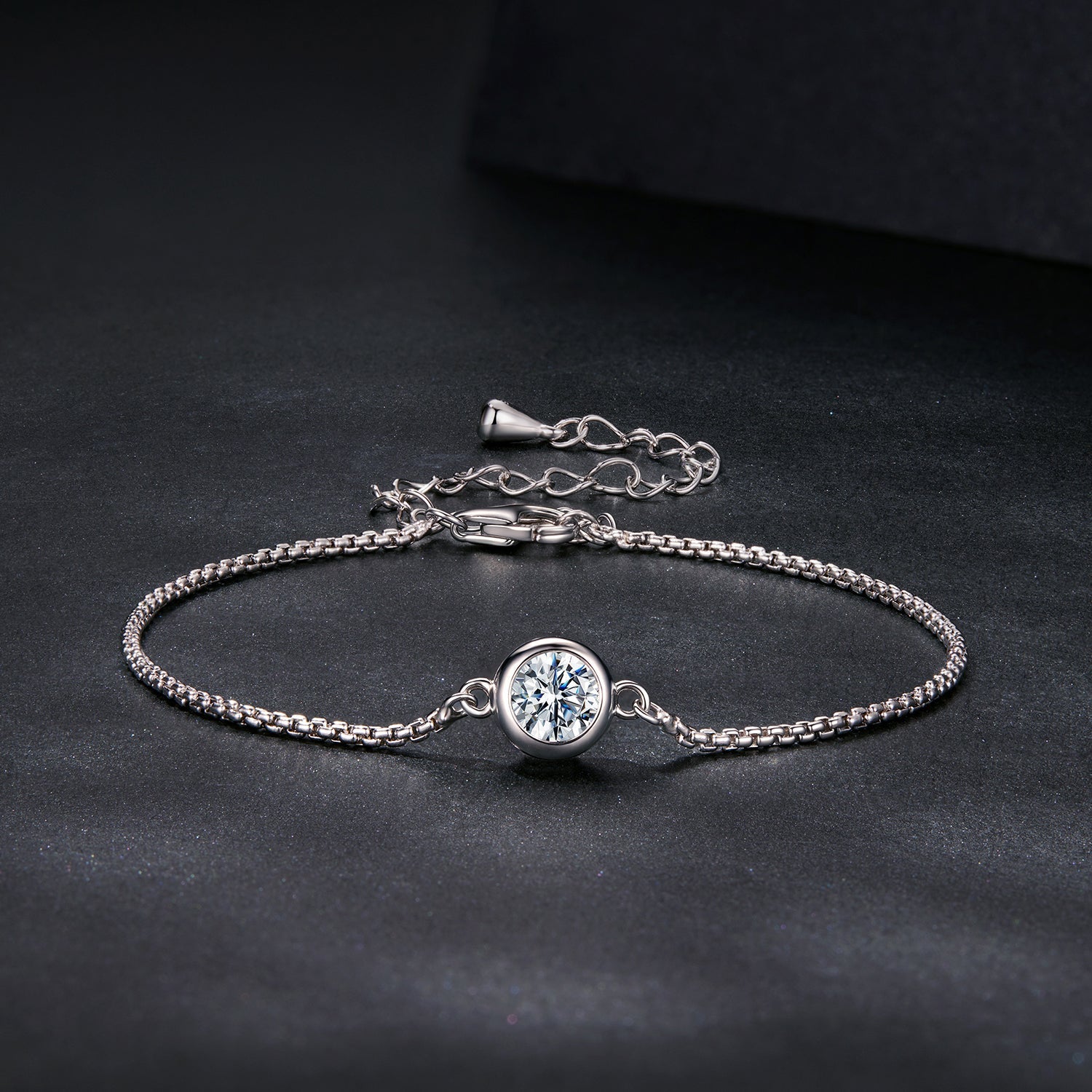 Bracelet 925 Sterling Silver with bezel-set 0.50ct moissanite centerpiece for women on Tampa Home & Garden Store