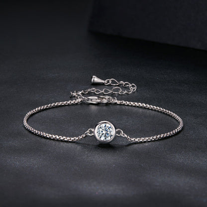 Bracelet 925 Sterling Silver with bezel-set 0.50ct moissanite centerpiece for women on Tampa Home & Garden Store