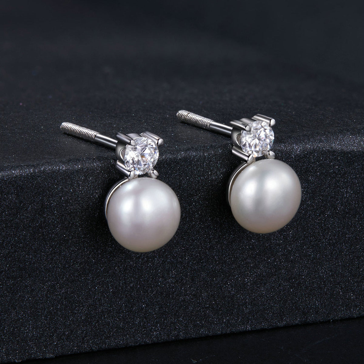 925 Sterling Silver Moissanite 0.1ct freshwater pearl earrings, Bids.com, screw-back pair on Tampa Home & Garden Store