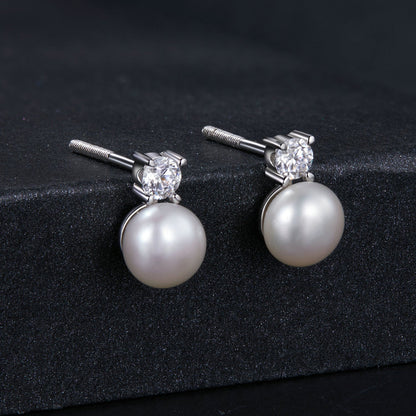925 Sterling Silver Moissanite 0.1ct freshwater pearl earrings, Bids.com, screw-back pair on Tampa Home & Garden Store