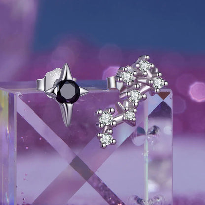 Earrings set of 2: star stud with black center and diamond constellation hoop by Bids.com on Tampa Home & Garden Store