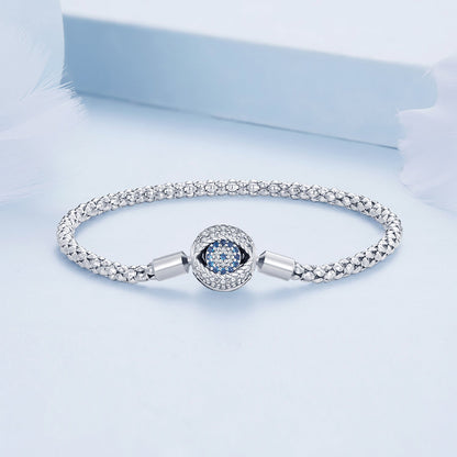 Bracelet 925 sterling silver pavé CZ centerpiece, oxidized finish, blue stones, 17 cm, Bids.com on Tampa Home & Garden Store