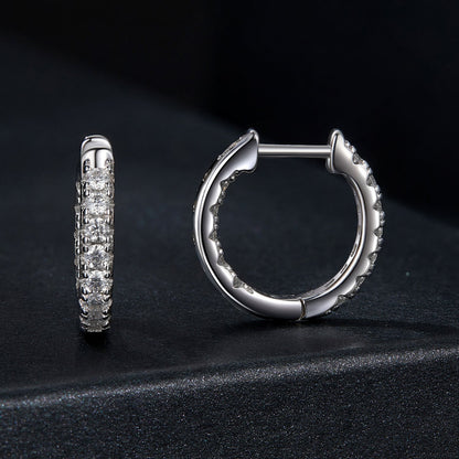 Moissanite hoop earrings in 925 sterling silver for women, pavé stones, 0.023ct, Bids.com on Tampa Home & Garden Store