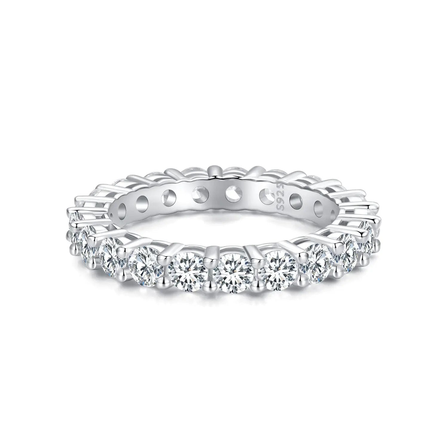 925 Sterling Silver Moissanite Ring with a row of round stones, size 6, Bids.com on Tampa Home & Garden Store