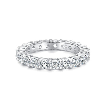 925 Sterling Silver Moissanite Ring with a row of round stones, size 6, Bids.com on Tampa Home & Garden Store