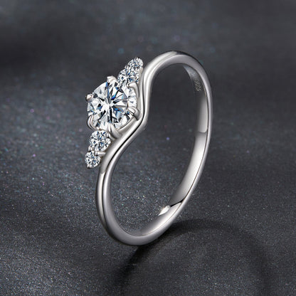 925 Sterling Silver Moissanite Ring with large center stone and smaller side stones size 7 on Tampa Home & Garden Store