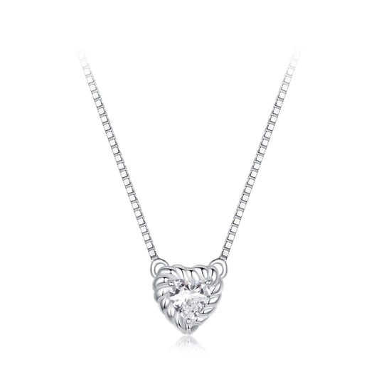 925 Sterling Silver 4mm moissanite heart pendant on box chain with twisted rope halo by Bids.com on Tampa Home & Garden Store