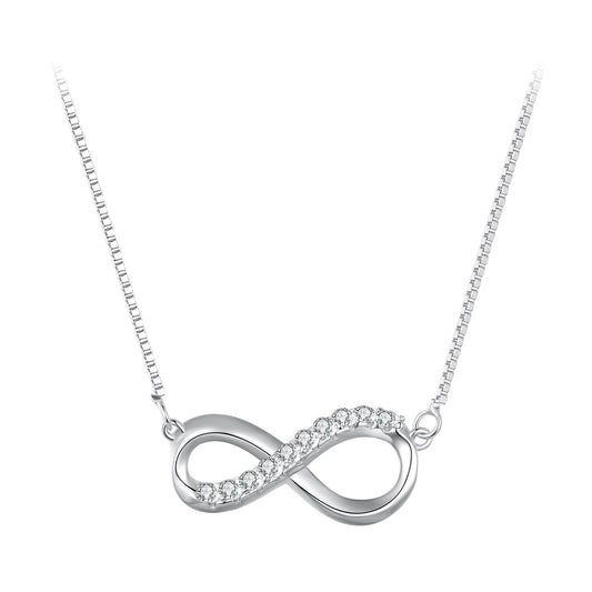 925 Sterling Silver Moissanite Infinity Necklace with pavé stones on silver chain on Tampa Home & Garden Store