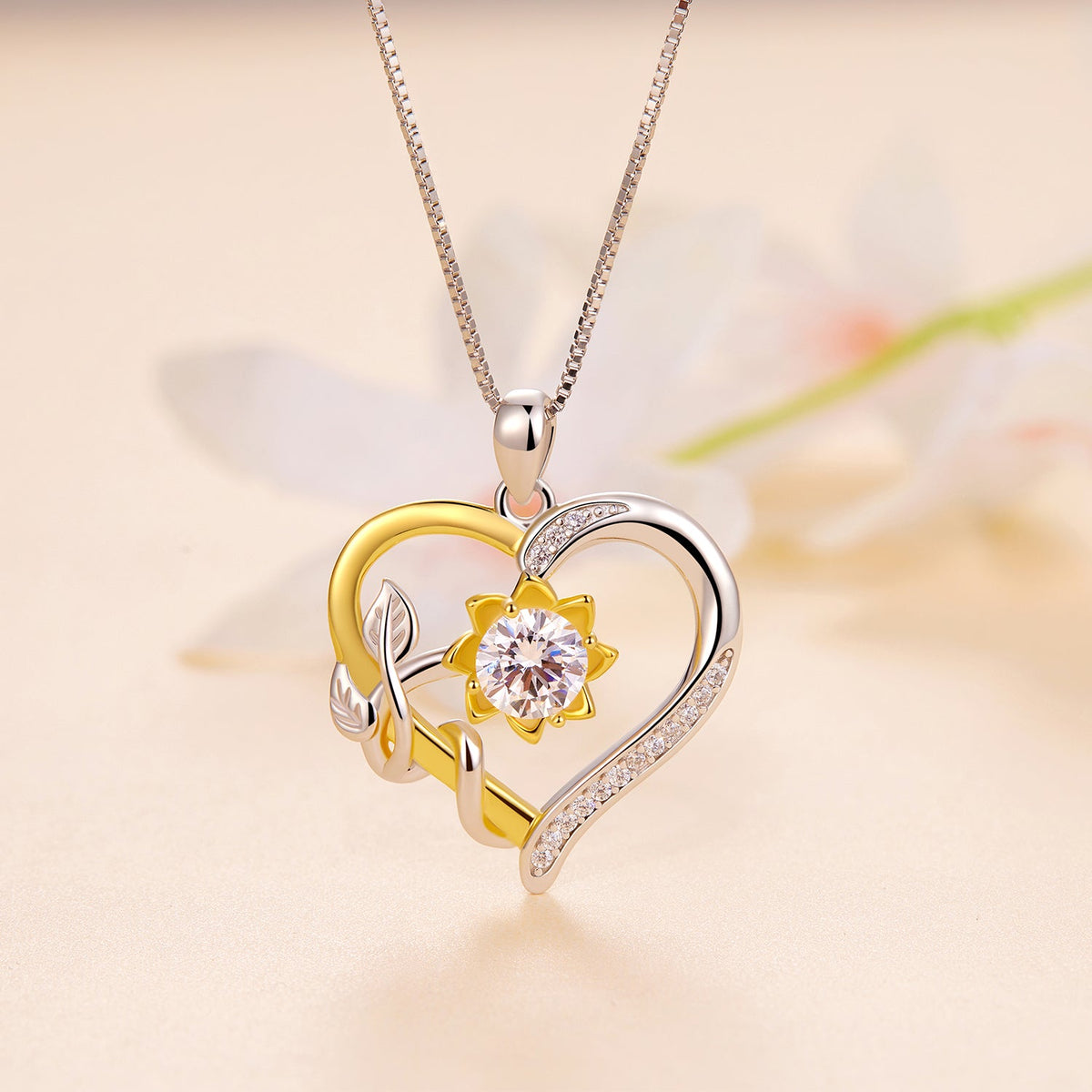 Necklace by Bids.com 925 Sterling Silver Plated Gold Moissanite with pavé heart pendant on Tampa Home & Garden Store