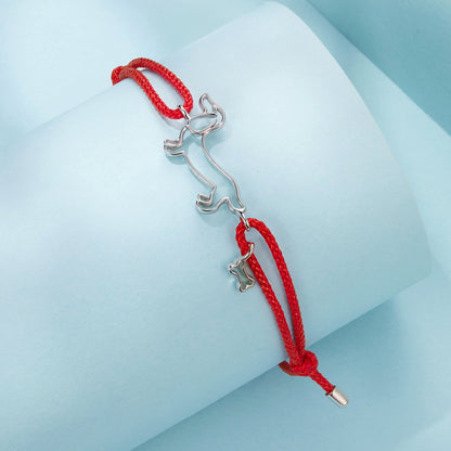 Bracelet 925 Silver adjustable red cotton cord pendant on Tampa Home & Garden Store