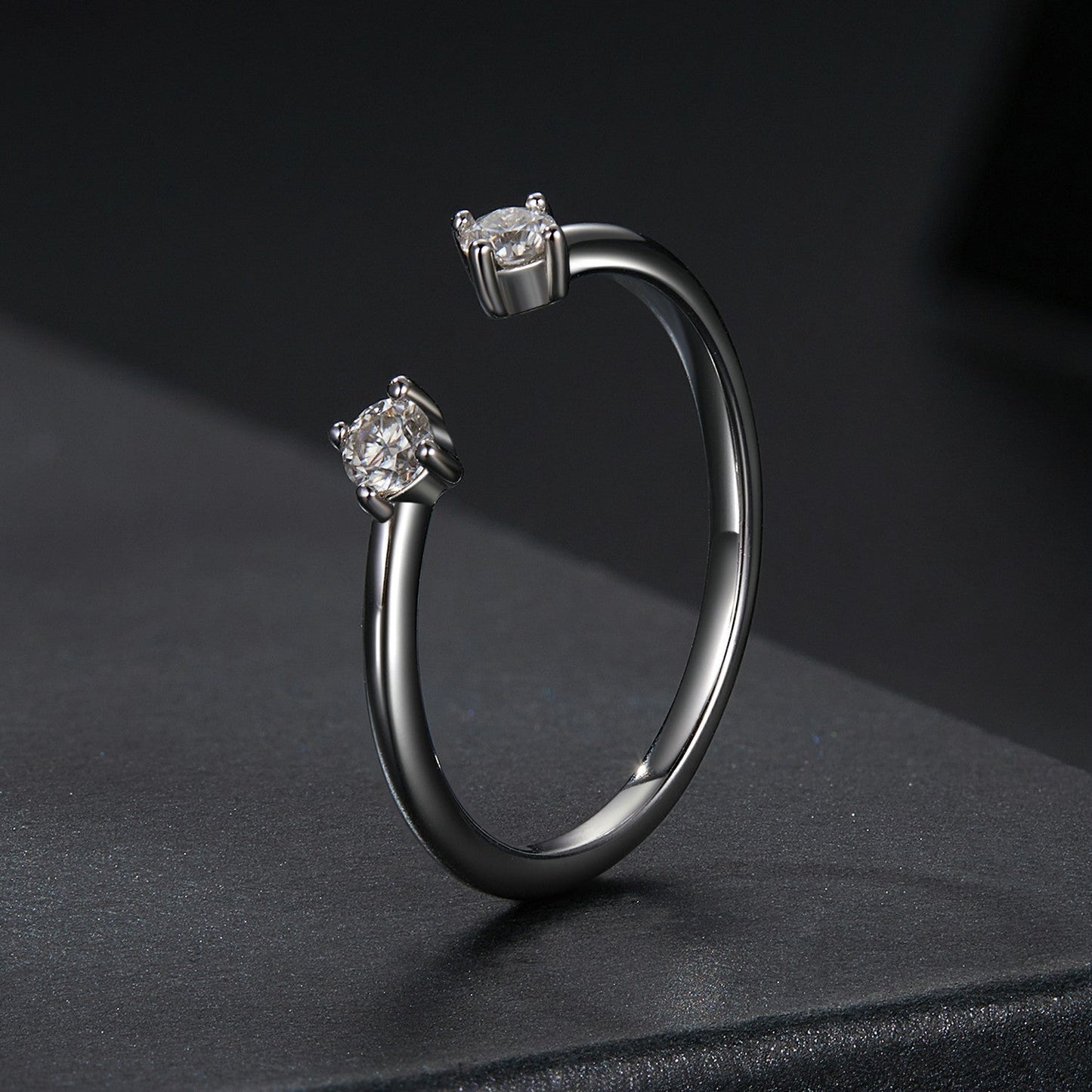 Two sterling silver moissanite rings with round stones, size E for women on Tampa Home & Garden Store