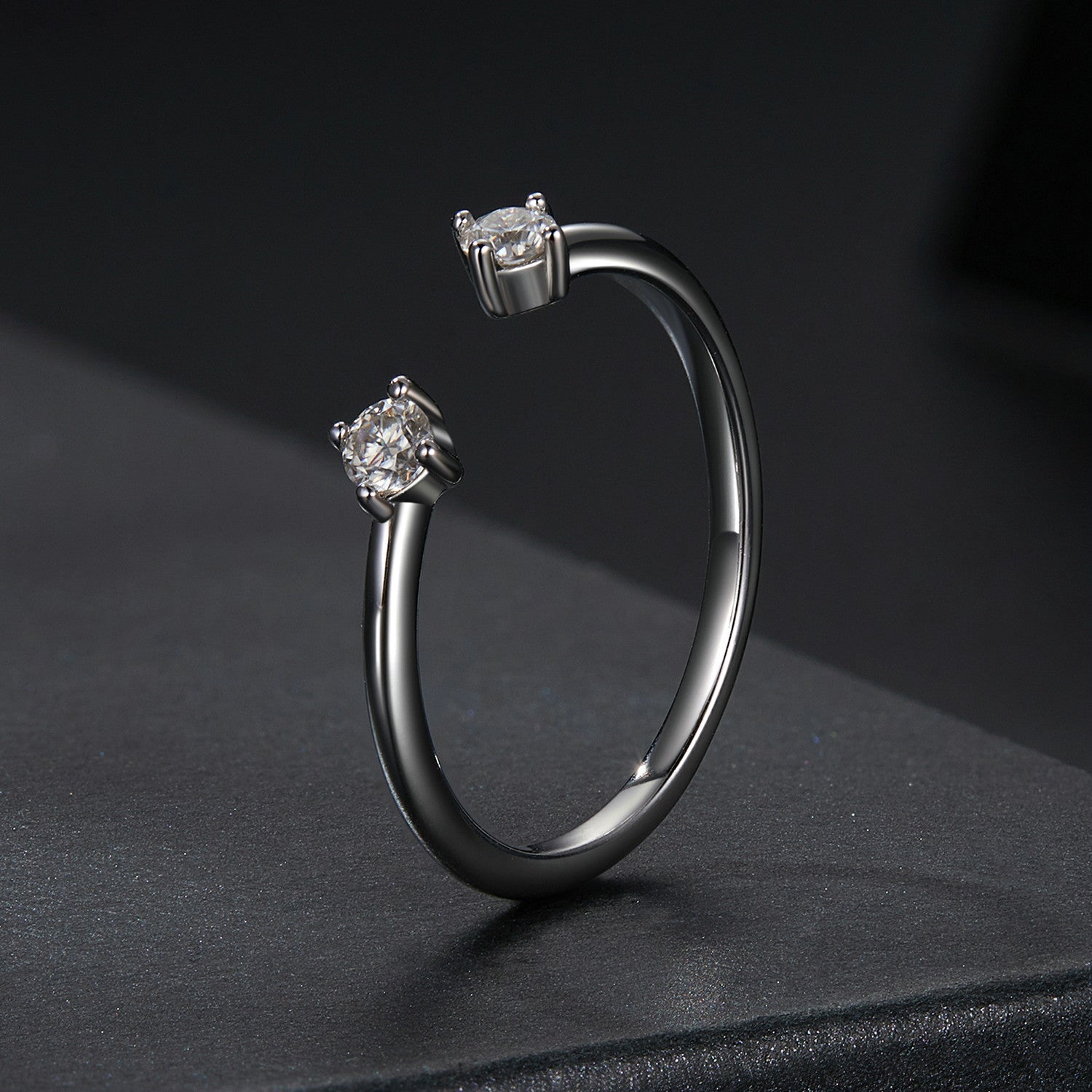 Two sterling silver moissanite rings with round stones, size E for women on Tampa Home & Garden Store