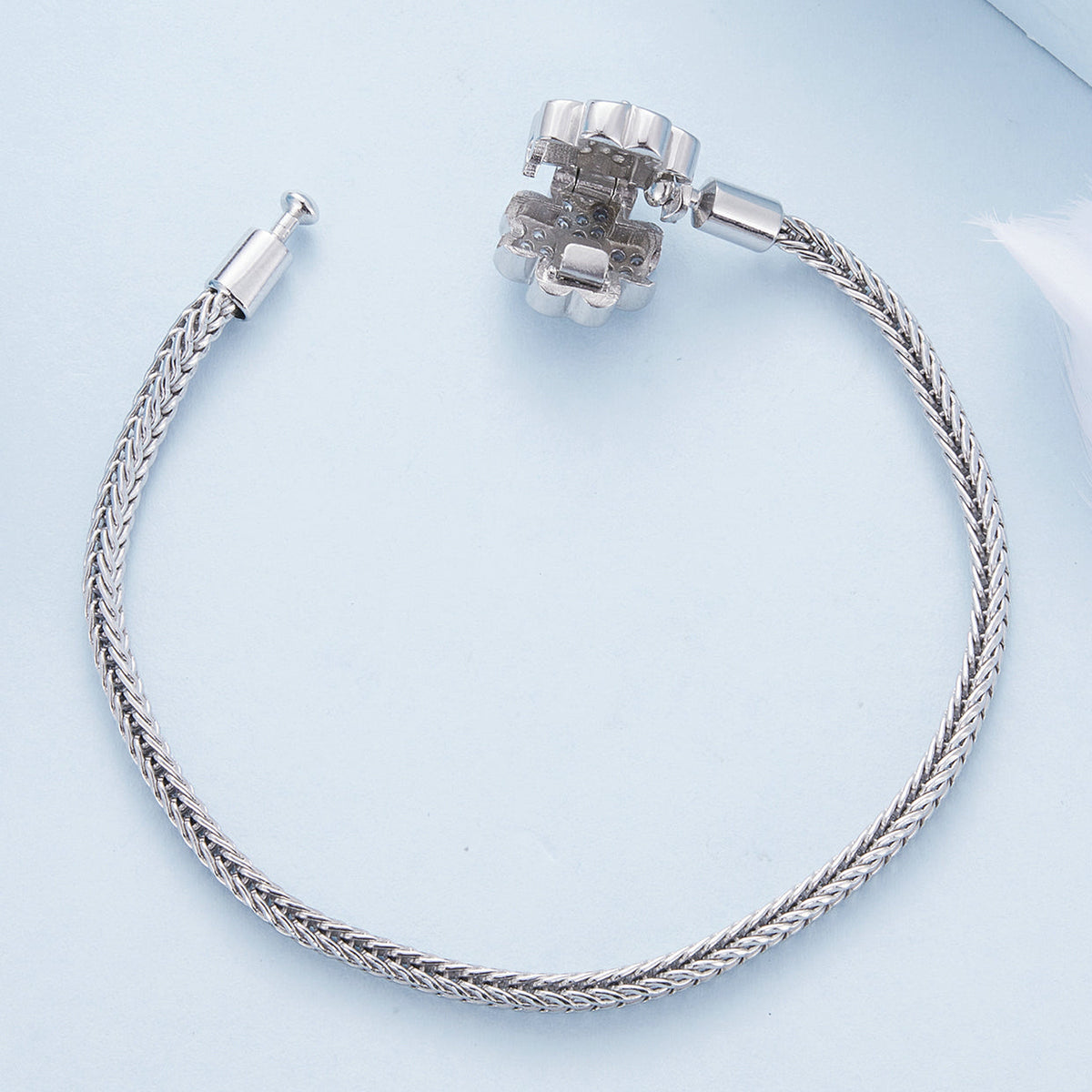 Bracelet 925 Sterling Silver Plated Platinum with 3mm Rope chain for Women on Tampa Home & Garden Store