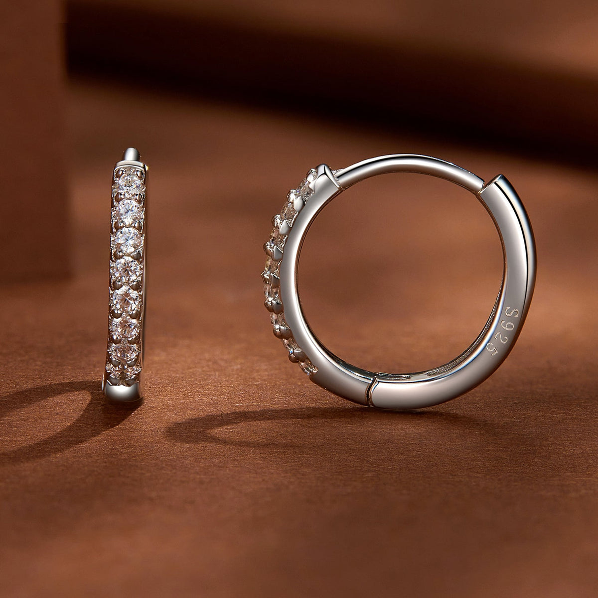 S925 sterling silver moissanite hoop earrings with pave stones, 2.0mm, by Bids.com on Tampa Home & Garden Store