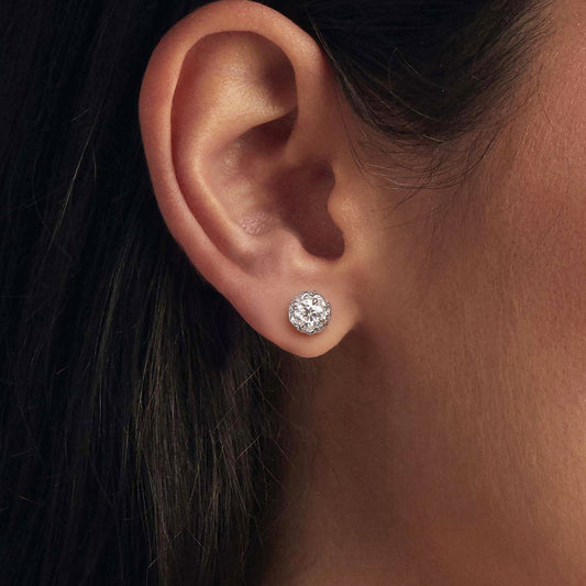 Halo moissanite stud earrings in 925 sterling silver 0.5ct for women on Tampa Home & Garden Store