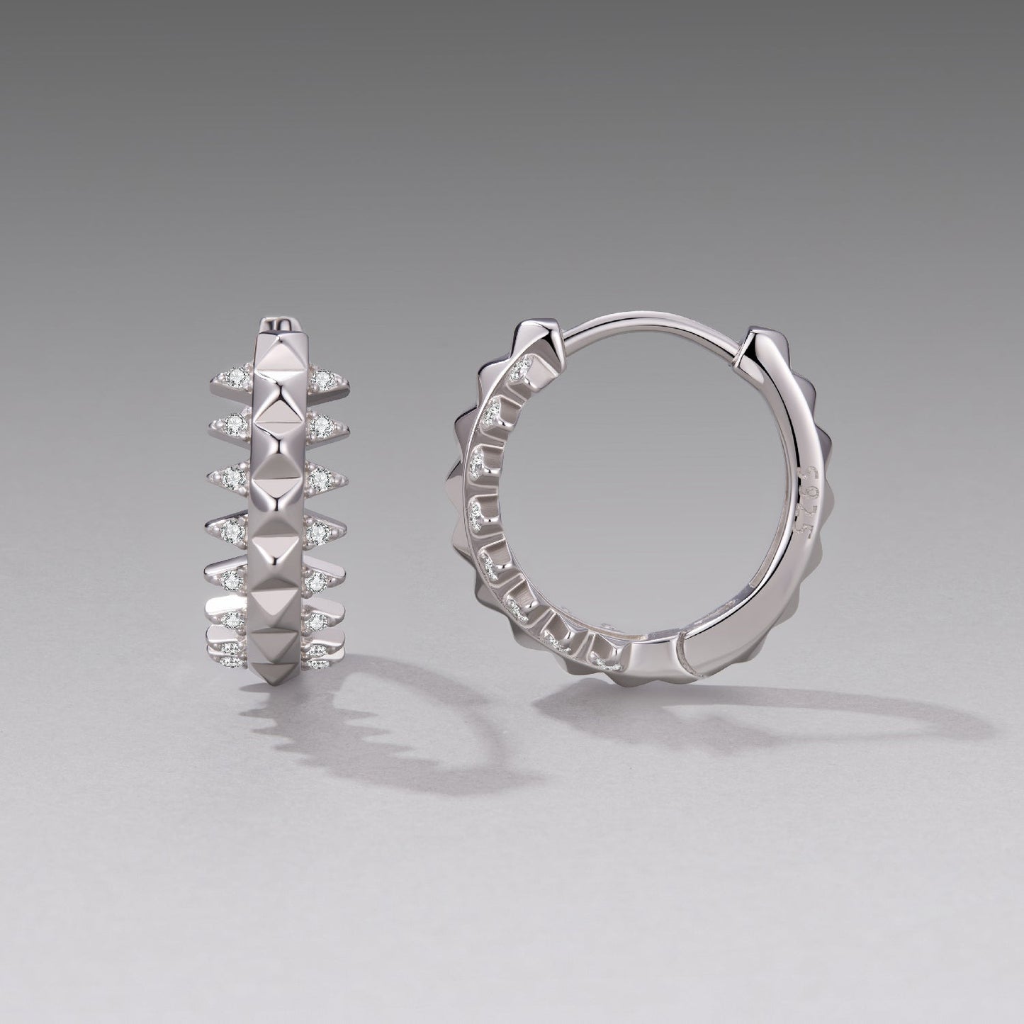 Pave CZ hoop earrings 1.6cm, white gold plated 925 sterling silver by Bids.com on Tampa Home & Garden Store
