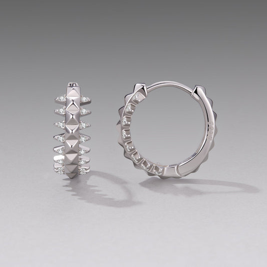 Pave CZ hoop earrings 1.6cm, white gold plated 925 sterling silver by Bids.com on Tampa Home & Garden Store