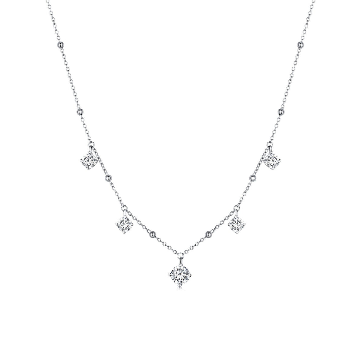 925 Sterling Silver moissanite necklace for women with 5.0mm stones and a central pendant on Tampa Home & Garden Store