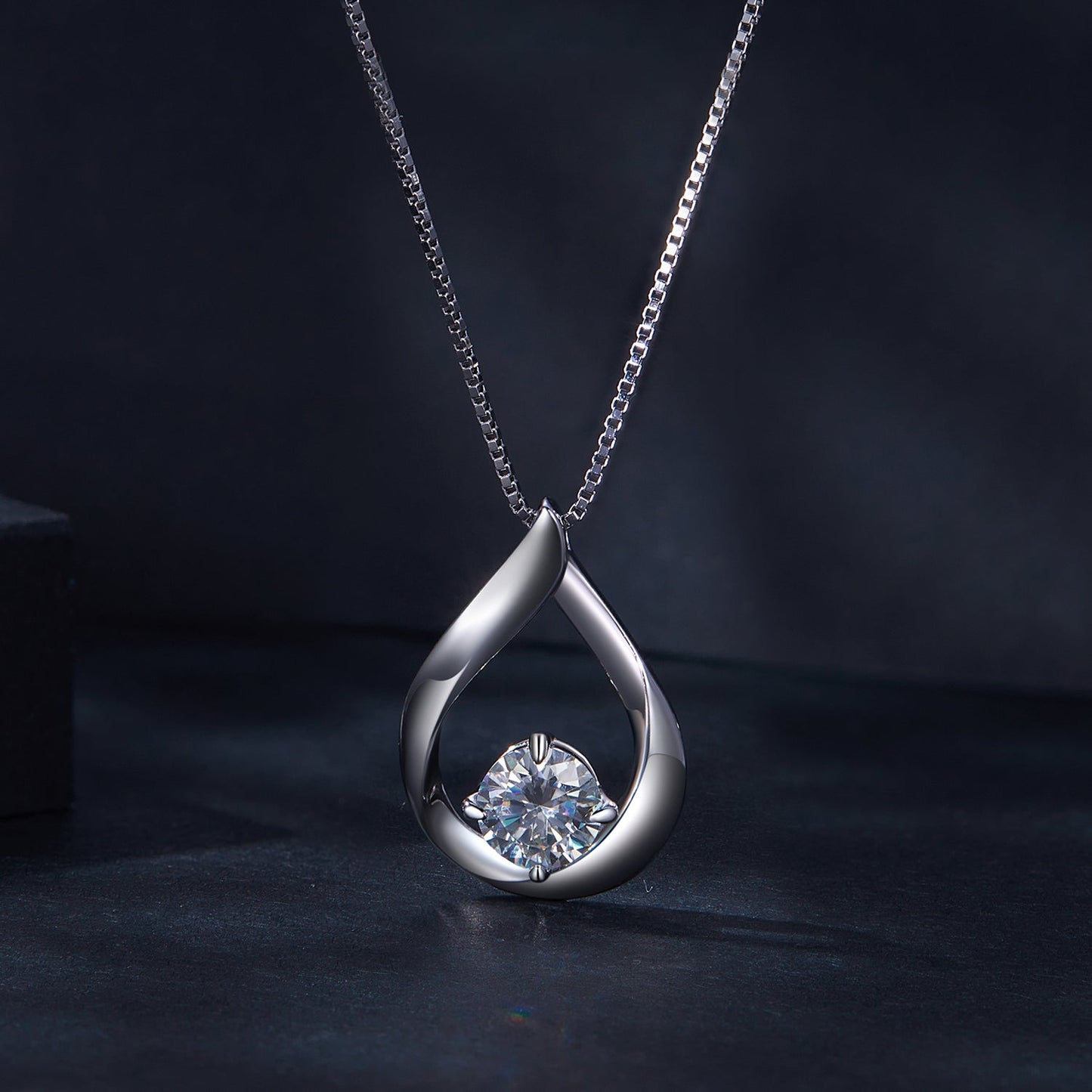 925 Sterling Silver necklace with 1 Carat Moissanite pendant on a 400mm chain for women on Tampa Home & Garden Store