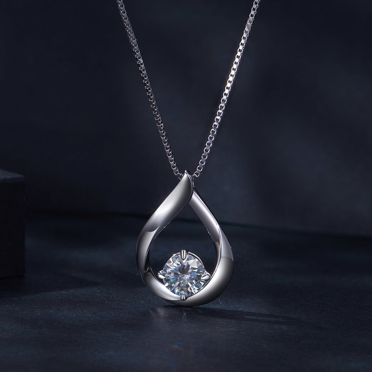 925 Sterling Silver necklace with 1 Carat Moissanite pendant on a 400mm chain for women on Tampa Home & Garden Store