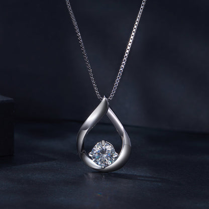 925 Sterling Silver necklace with 1 Carat Moissanite pendant on a 400mm chain for women on Tampa Home & Garden Store