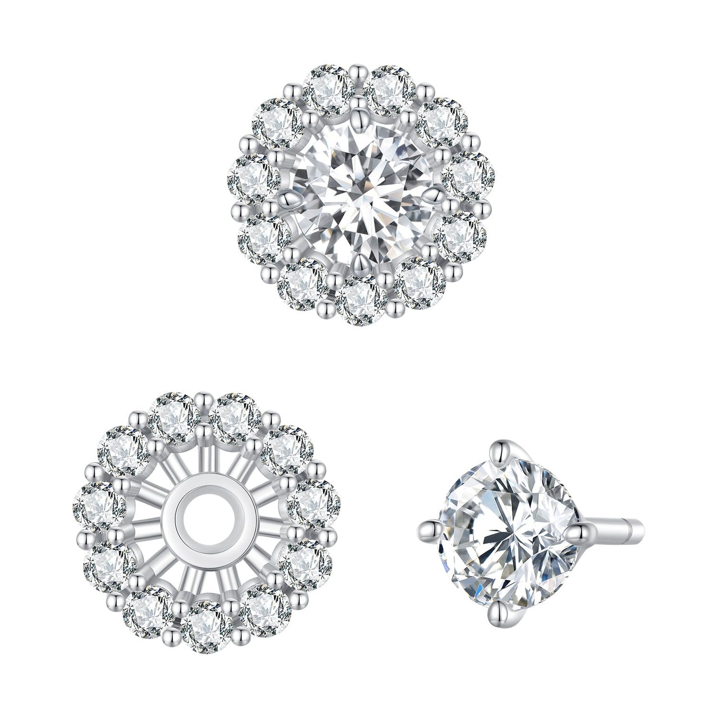 Earrings 925 Sterling Silver Moissanite Halo Stud, 0.5ct center, by Bids.com, 4 views on Tampa Home & Garden Store