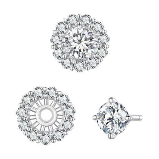 Earrings 925 Sterling Silver Moissanite Halo Stud, 0.5ct center, by Bids.com, 4 views on Tampa Home & Garden Store