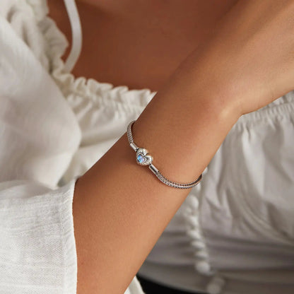 925 Sterling Silver Moonstone Bracelet with heart charm, 17cm, by Bids.com on Tampa Home & Garden Store