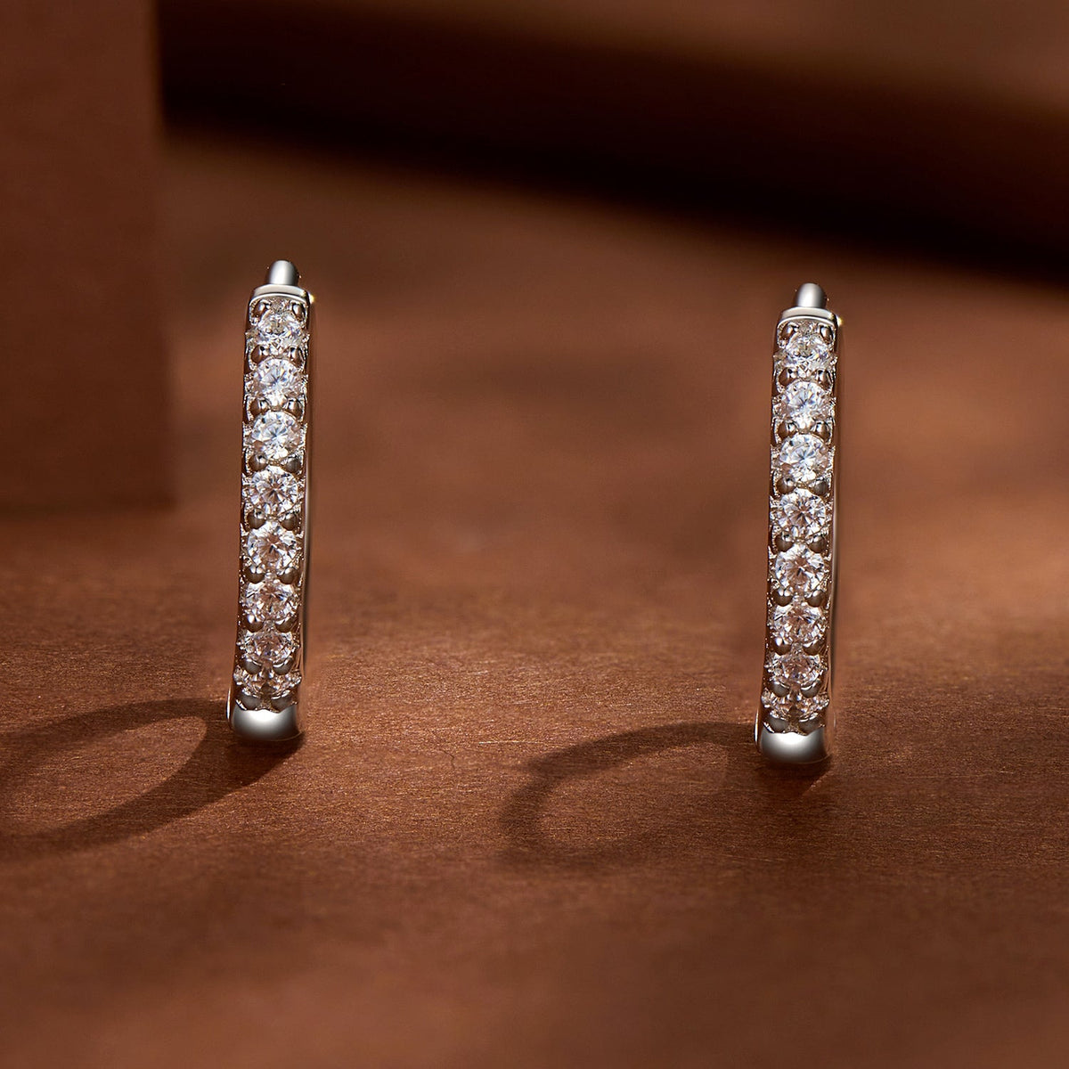 S925 Sterling Silver 2.0mm Moissanite Earrings pavé hoops pair by Bids.com on Tampa Home & Garden Store