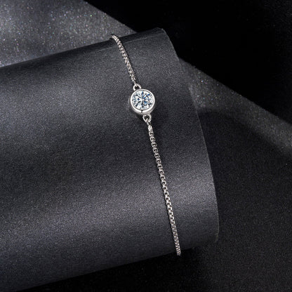 Bracelet: 925 sterling silver moissanite with bezel setting, 0.50ct, delicate chain on Tampa Home & Garden Store