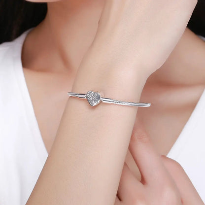 Bracelet SCB 925 sterling silver heart charm, size 17 for women, by Bids.com on Tampa Home & Garden Store